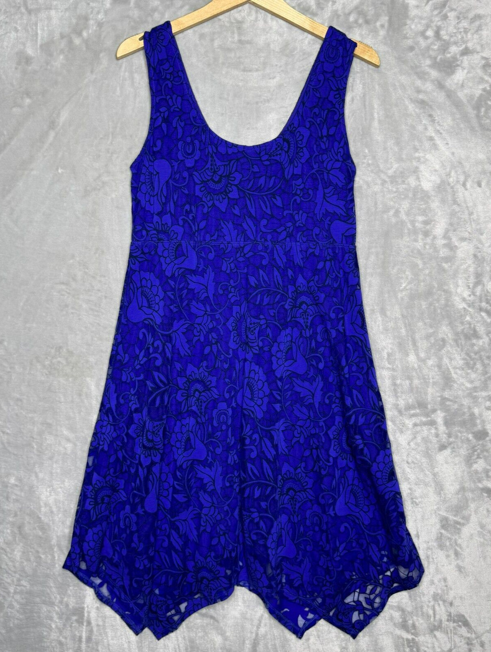 Soma Dress Womens Medium Black Purple Cutout Lace Stretch Handkerchiefs Hem - Picture 1 of 9